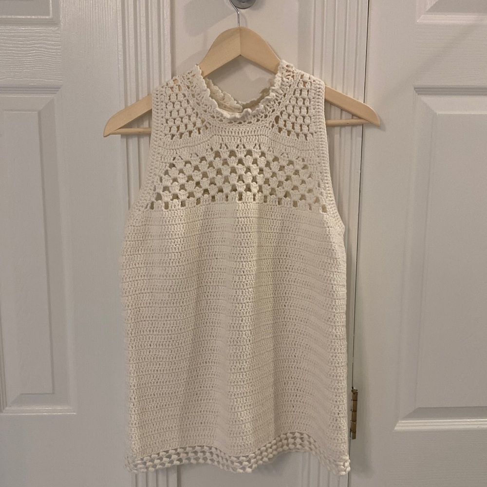 Etcetera cream crocheted sleeveless sweater perfect condition worn 1x